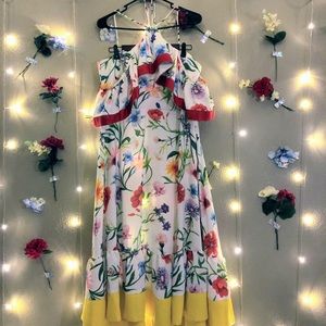 ASOS Cold shoulder floral maxi dress